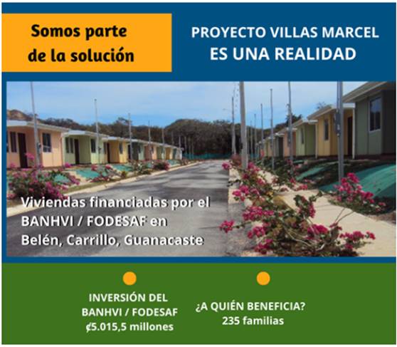 Ilustraci&oacute;n con fotograf&iacute;a del proyecto Villa Marcel y sus datos de inversi&oacute;n.