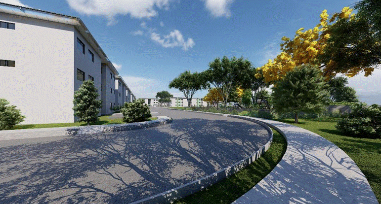 Render de la perspectiva externa del proyecto