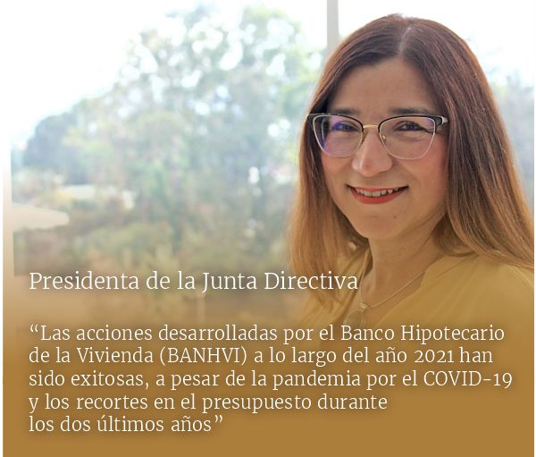 Imagen con foto de la Ministra de Vivienda que lleva al mensaje.