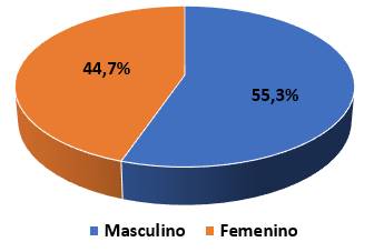 Gr&aacute;fico con la distribuci&oacute;n de casos formalizados por g&eacute;nero del deudor.