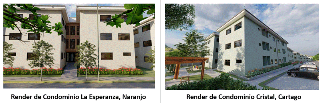 Renders de los condominios La Esperanza y Cristal.